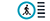 a pedestrian symbol in a blue circle indicating a pedestrian crossing point