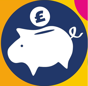 Piggy bank with pound coin being inserted