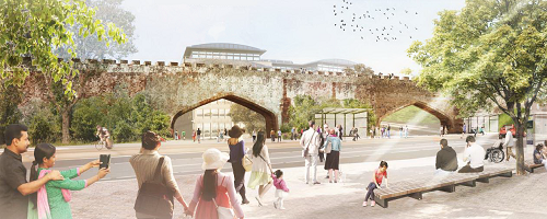 An artist's impression of the views available under the City Walls if Queen Street Bridge is removed.