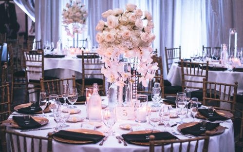 Wedding venue interior table setting