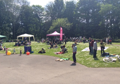 Volunteers enjoying the picnic in Rowntree Park.
