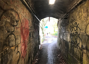 The narrow Scarborough bridge underpass