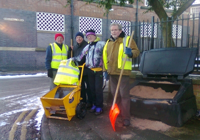 A group of volunteer snow wardens in Bishophill, York.