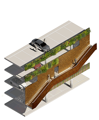 An artists impression of the car park's facade.