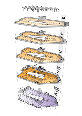 An artists impression of the proposed floor plan, floor by floor.