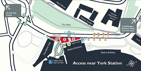 Station Gateway location map showing new pedestrian crossings
