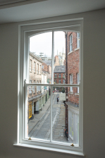 Photo of the window overlooking the road in the Suite 1D office space at 18 Back Swinegate.