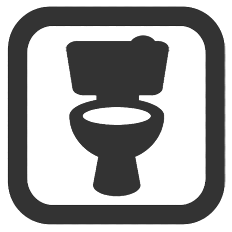 Toilet icon - toilet silhouette in a curved frame