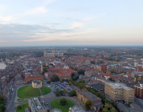 An aerial view of York city centre