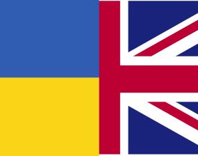 The flags for Ukraine and the United Kingdom