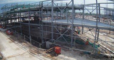 Stadium metal framework shows how work continues at York Community Stadium.