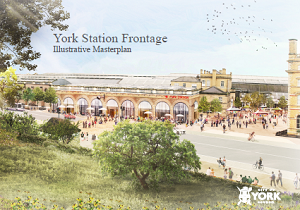 Front cover of the York Station Frontage Illustrative master plan document.