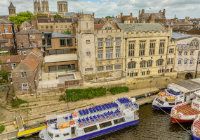York Guildhall Restaurant exterior aerial over river