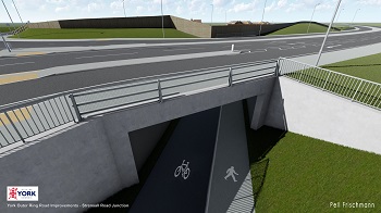 Computer generated image showing the indicative design of the proposed Strensall underpass.