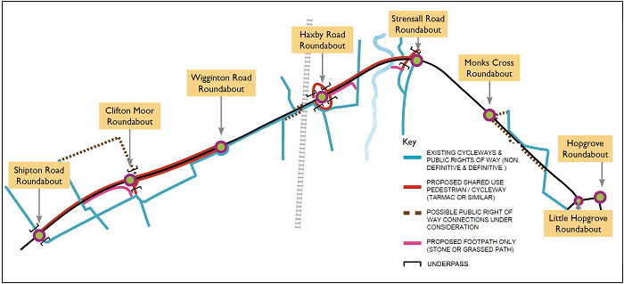 York outer ring road roundabouts location diagram