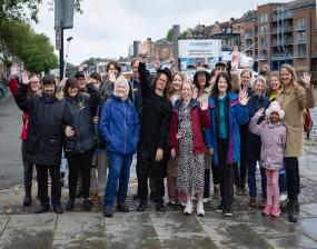 Project team, partners, community groups and attendees come together for the York rivers trail.