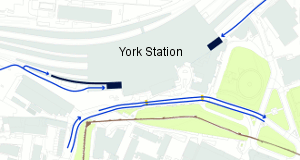 This map shows the existing cycle routes and parking.