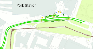 This map shows the locations of existing bus stops.