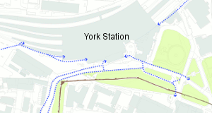 This map shows the locations of the existing pedestrian access areas.