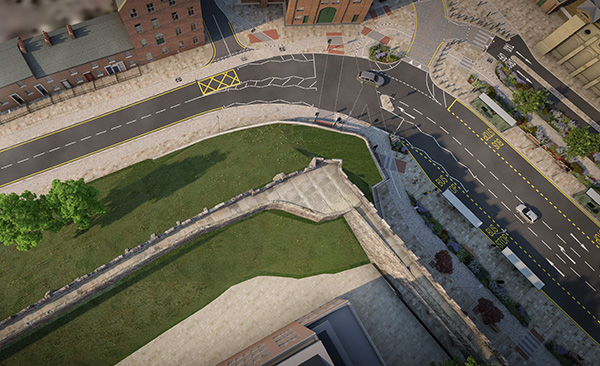An aerial view of what Queen Street could look like once the bridge is removed