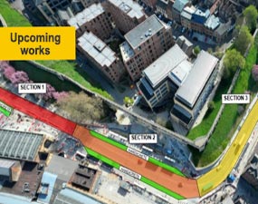 Photograph with overlay showing upcoming works at York Station Gateway