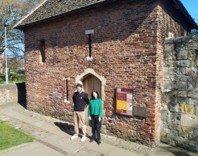 Jonathan Dent stood alongside Cllr Jenny Kent, in front of the Red Tower