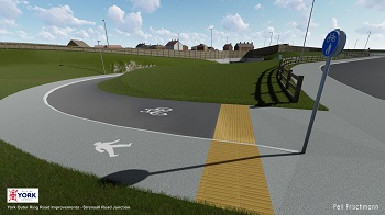 Computer generated image showing the indicative design of the proposed Strensall Road junction.